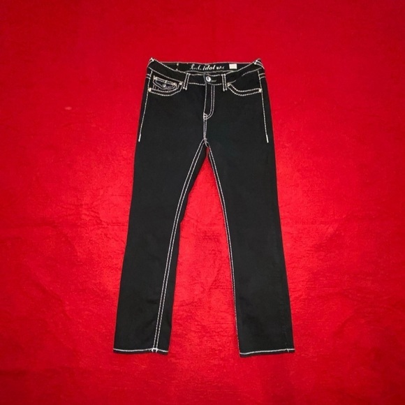 LA IDOL crystal detail Bootcut jeans in black Sz 15 - Picture 10 of 10